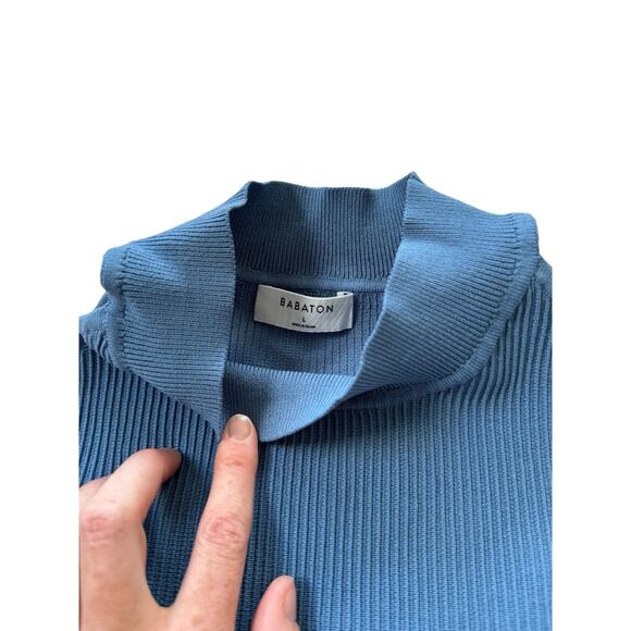 Aritizia Babaton Ribbed Cropped Blue Tank Size L - Picture 2 of 6